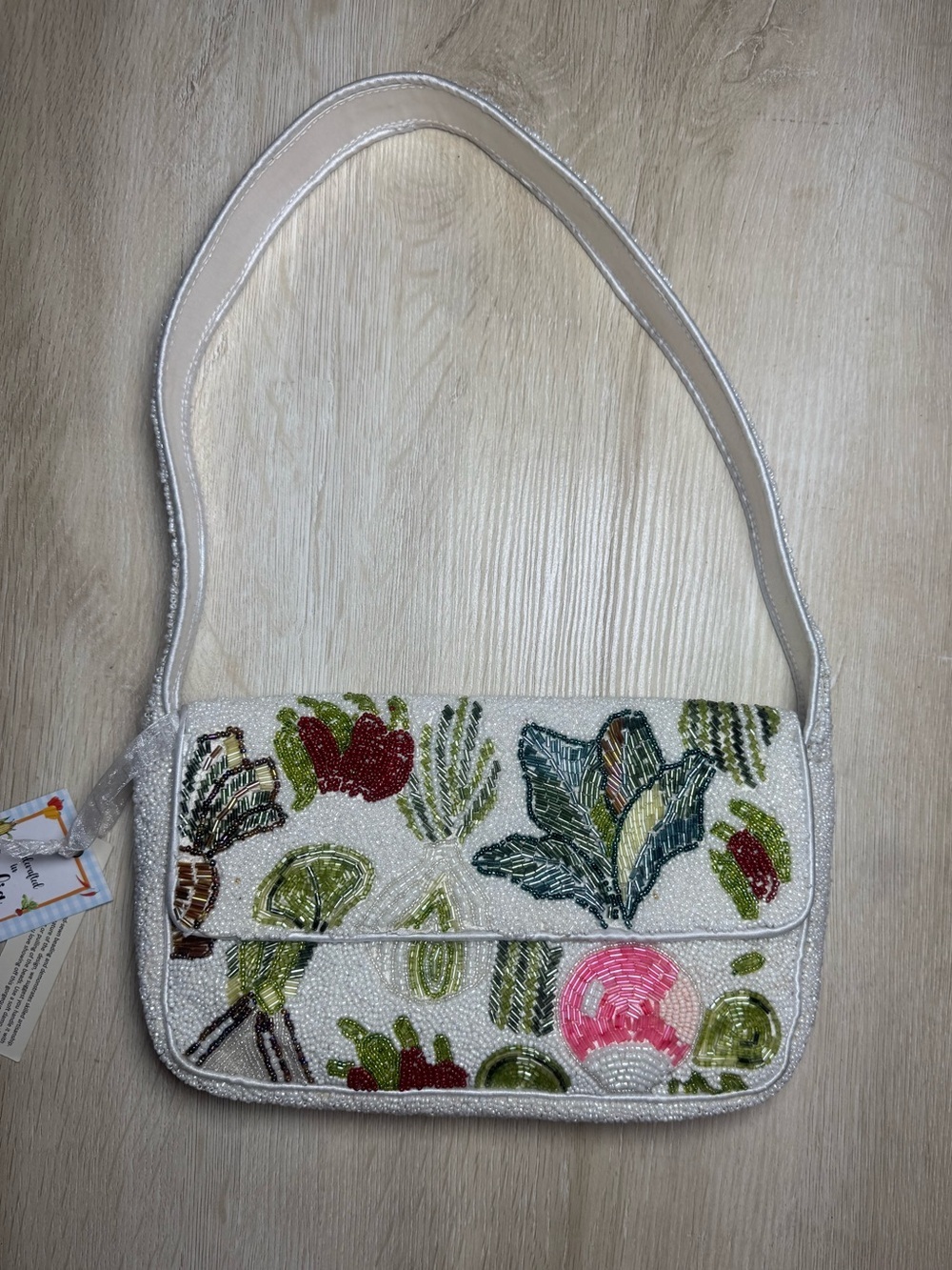 Handcrafted In India Beaded Vegetable Shoulder Bag NWT - Picture 2 of 9